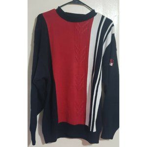 Mens XL Woods & Gray Sweater Red White And Blue Heavy Knit